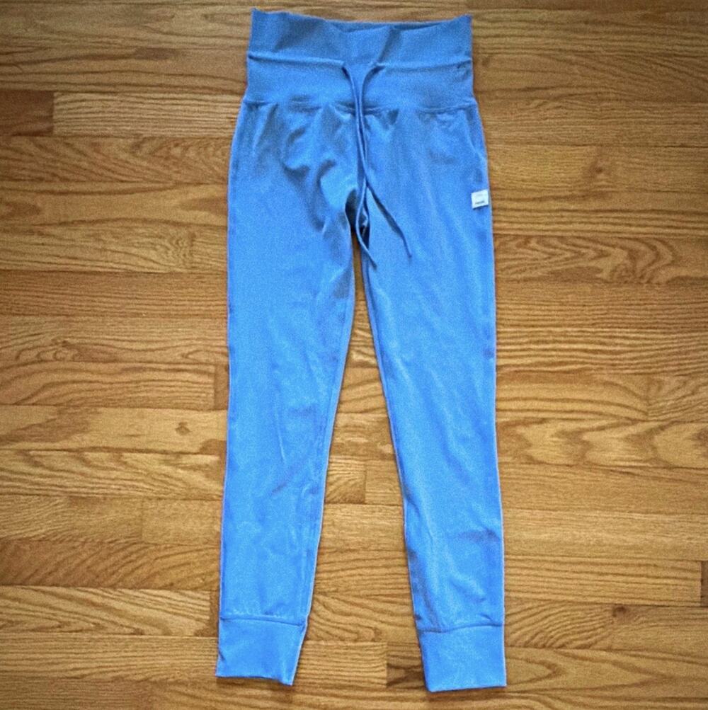 Vuori Women's Blue High-Rise Drawstring Jogger Pants Tapered Leg Size 2